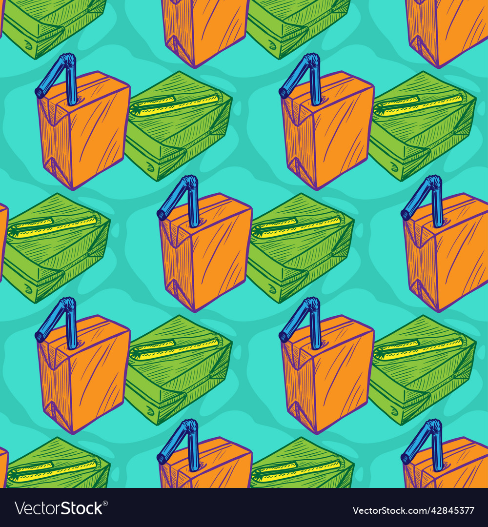 Juice box seamless pattern for print or web vector image Juice box seamless pattern for print or web