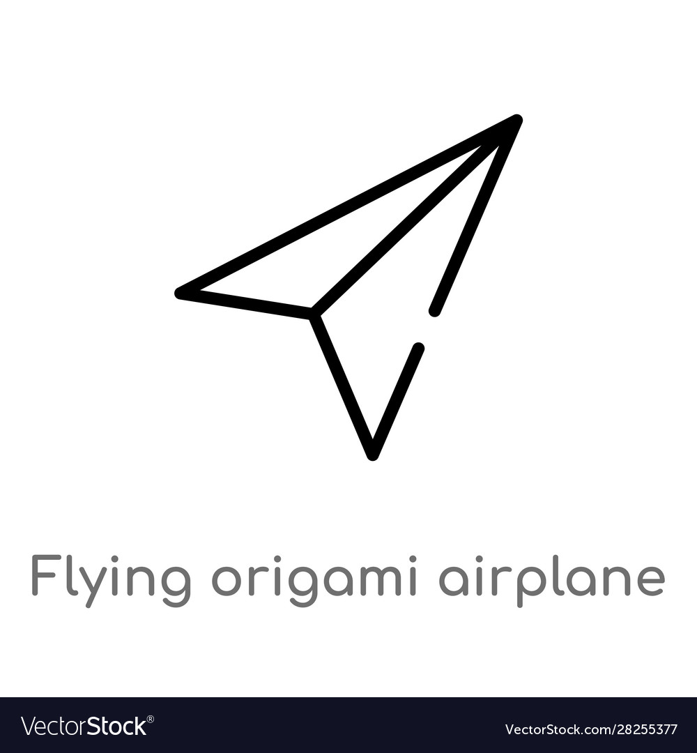 Outline flying origami airplane icon isolated