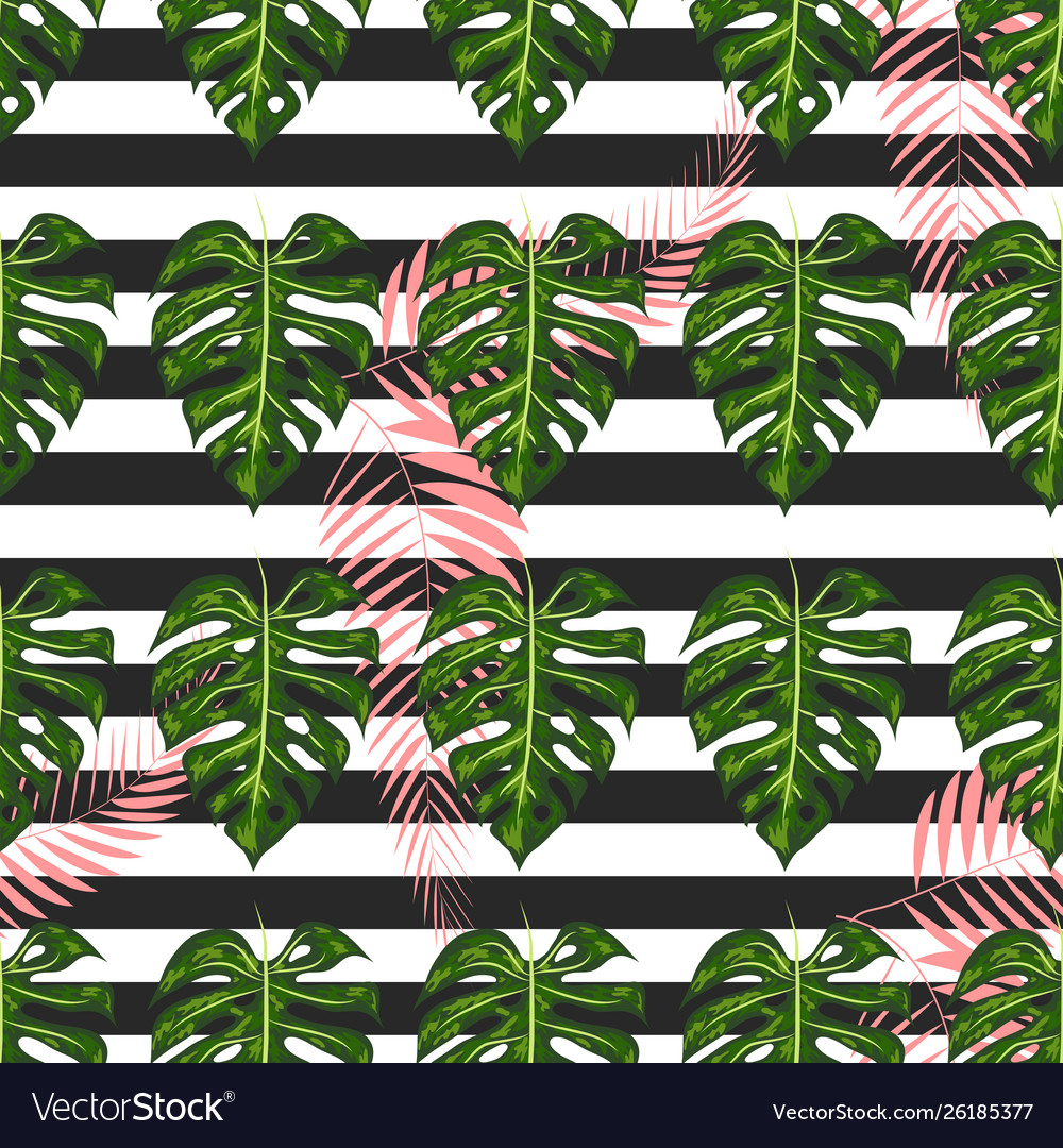 Seamless pattern with tropical leaves palms Vector Image