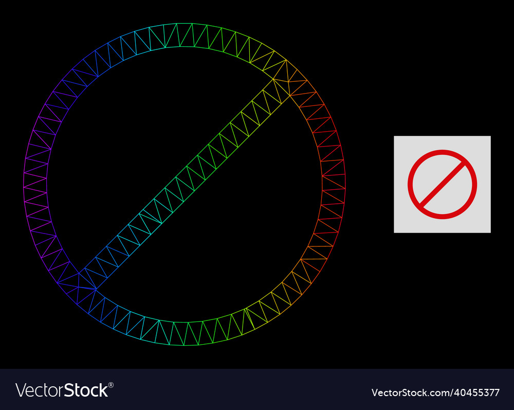 Spectrum gradient polygonal mesh restrict icon vector image Spectrum gradient polygonal mesh restrict icon
