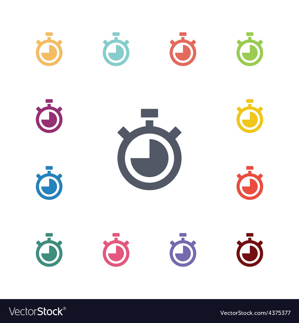 Timer flat icons set