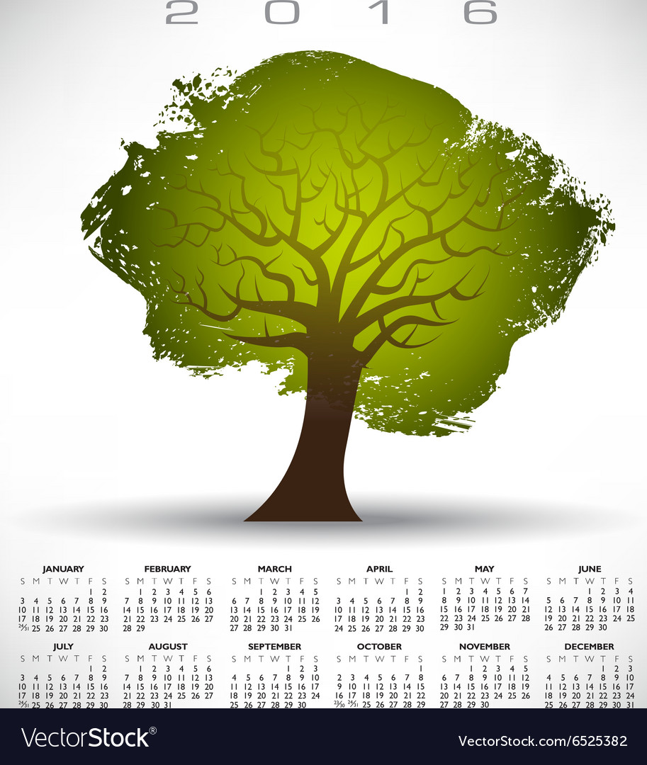 2016 rough texture tree calendar