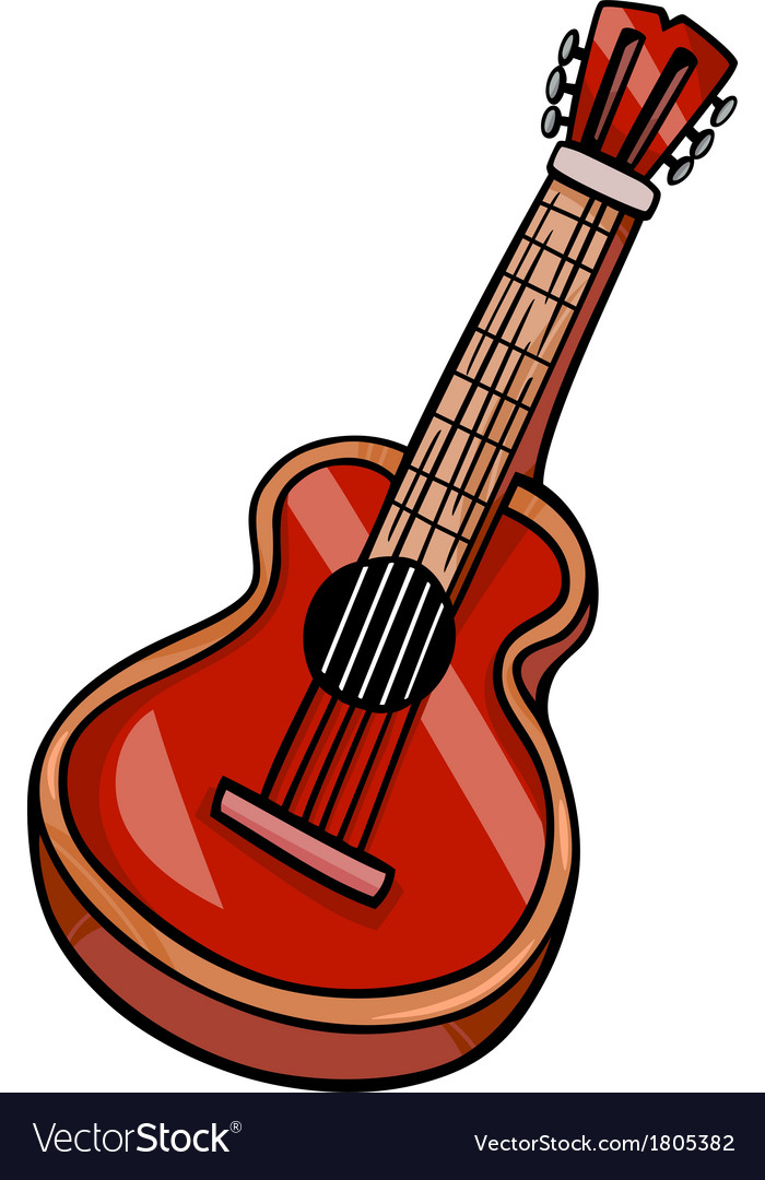 Acoustic guitar cartoon clip art Royalty Free Vector Image