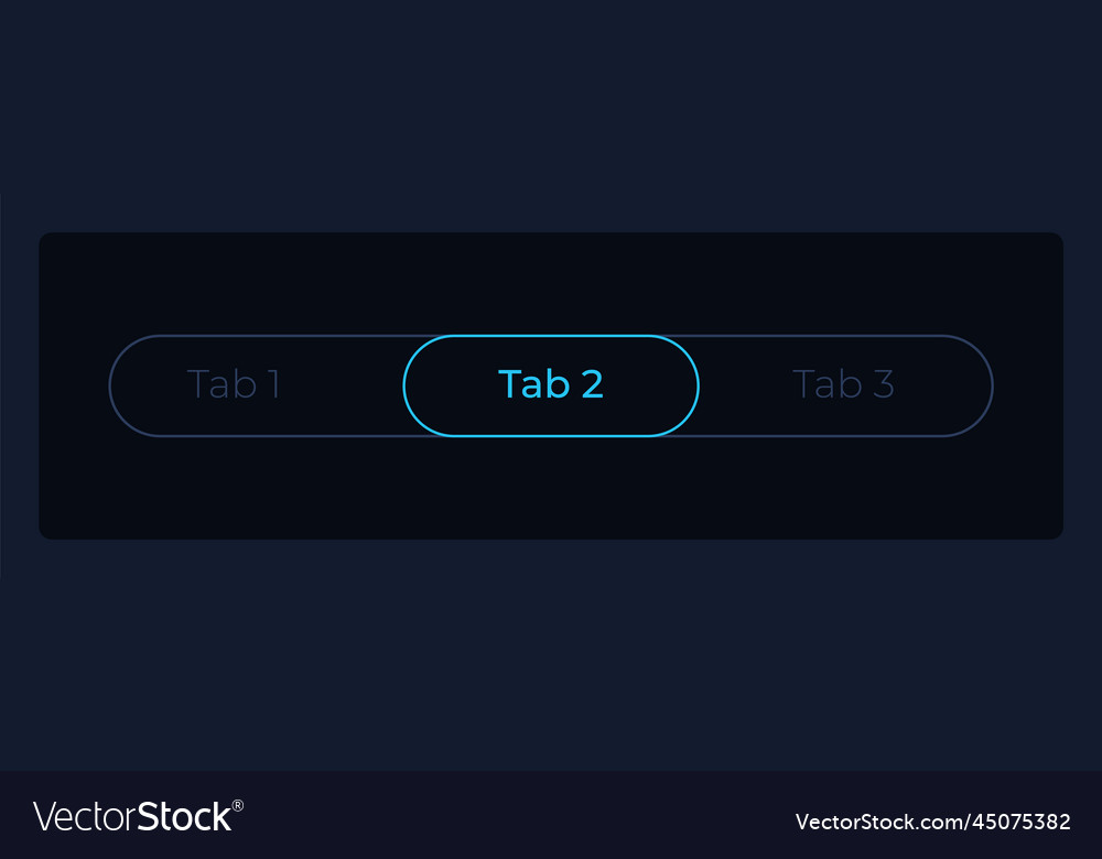 Chosen second tab in menu bar ui element template vector image Chosen second tab in menu bar ui element template
