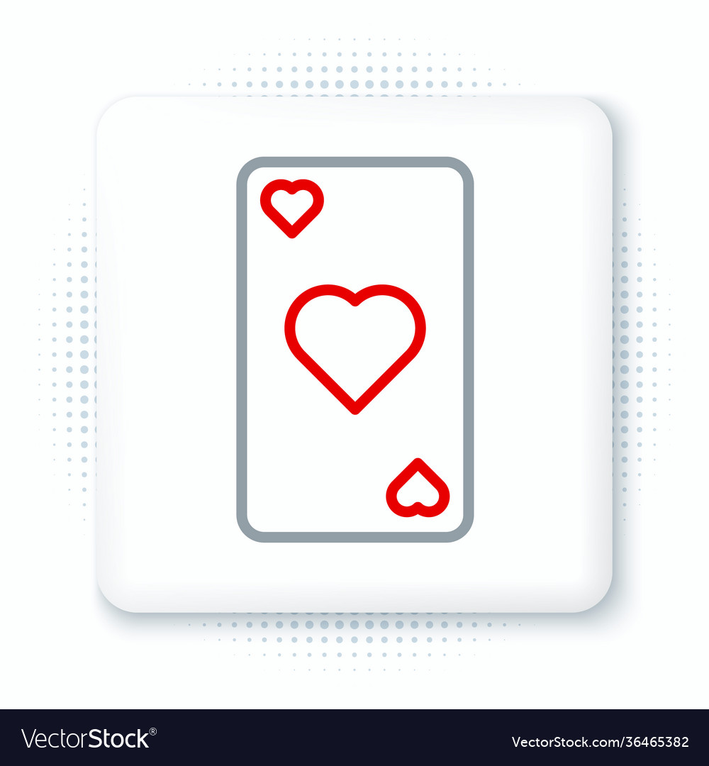 Line playing card with heart symbol icon isolated