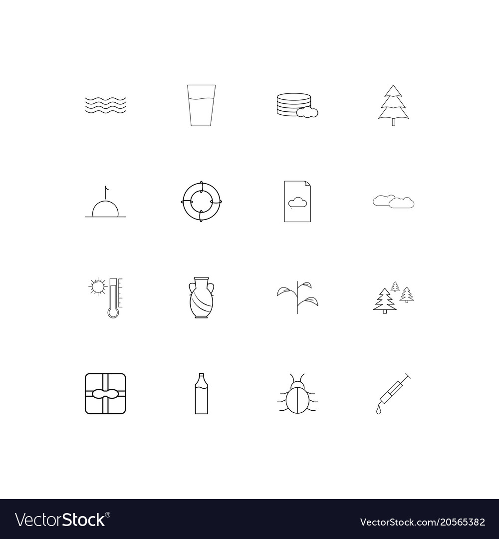 Nature simple linear icons set outlined