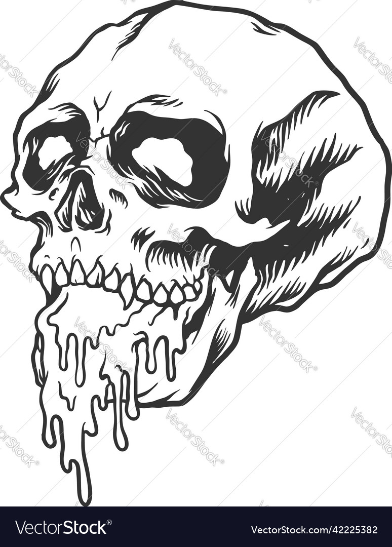 Scary colorful stone skull silhouette Royalty Free Vector