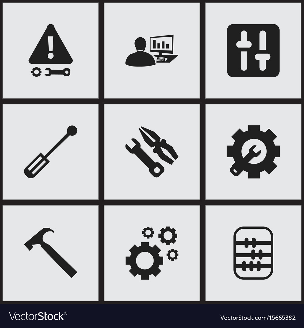 Set of 9 editable toolkit icons includes symbols