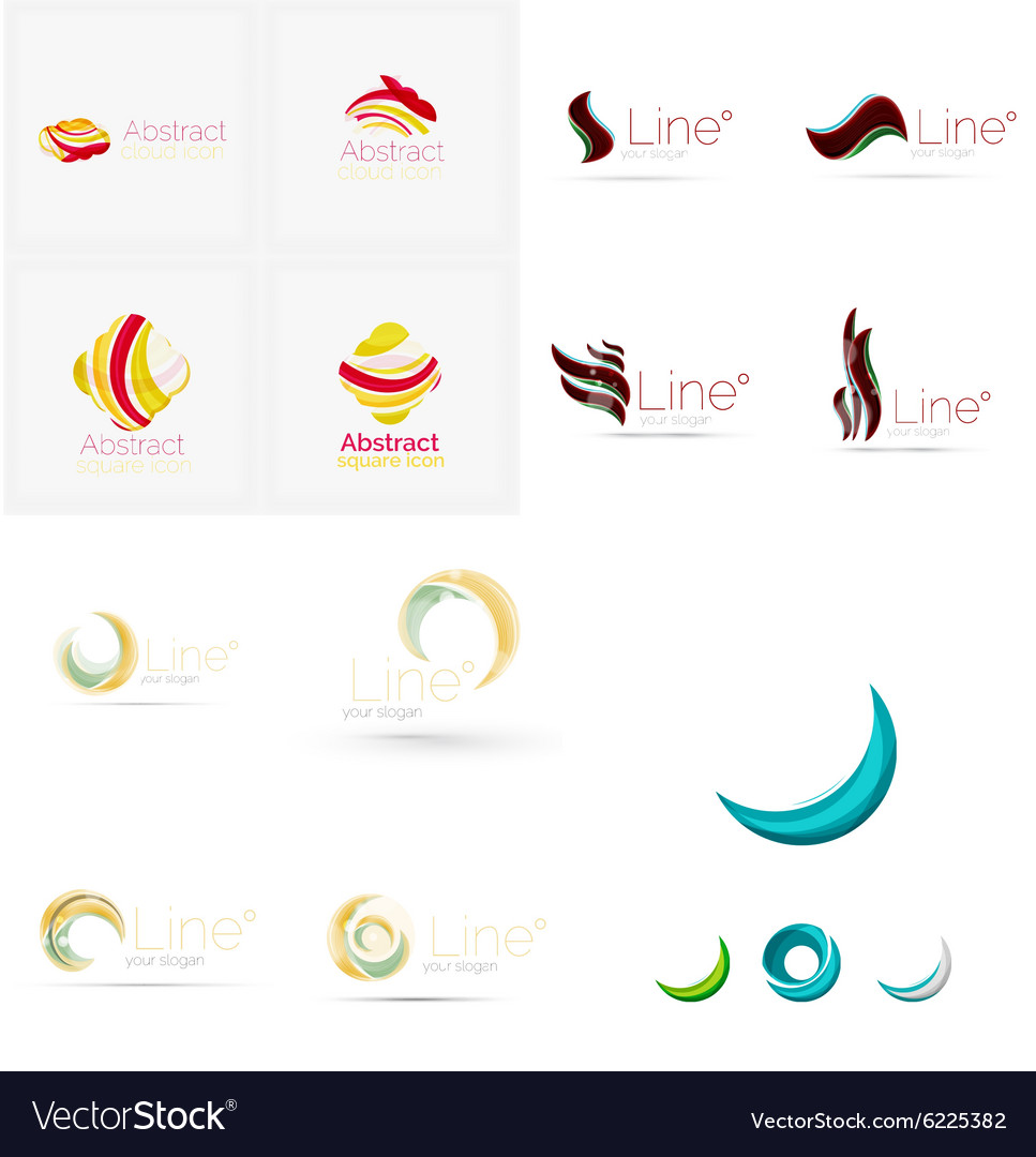 Set of swirl wave lines circle logo icons