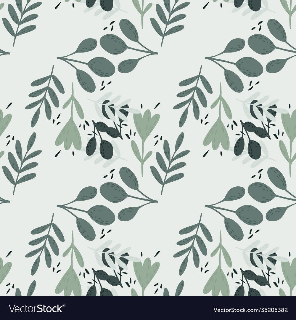 Spring flora seamless pattern with leaves vector image Spring flora seamless pattern with leaves