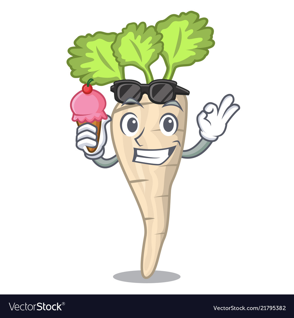 With ice cream parsnip isolated on the cartoon