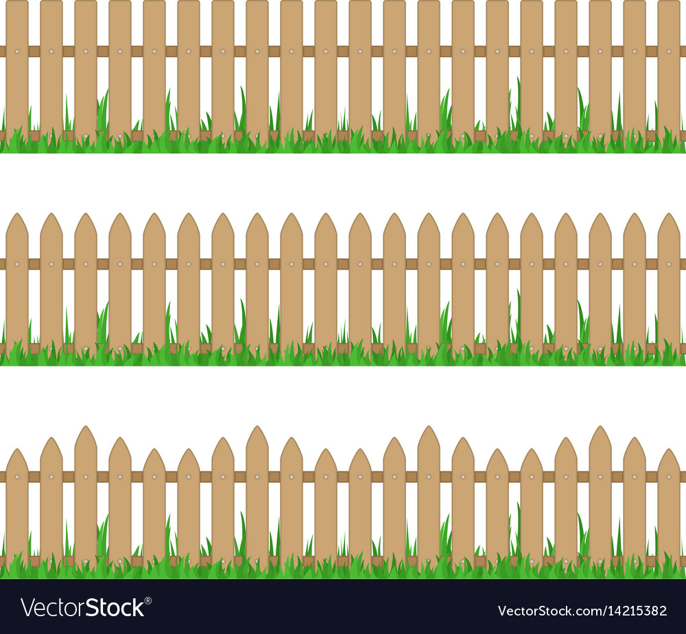 Wooden fence with grass Royalty Free Vector Image