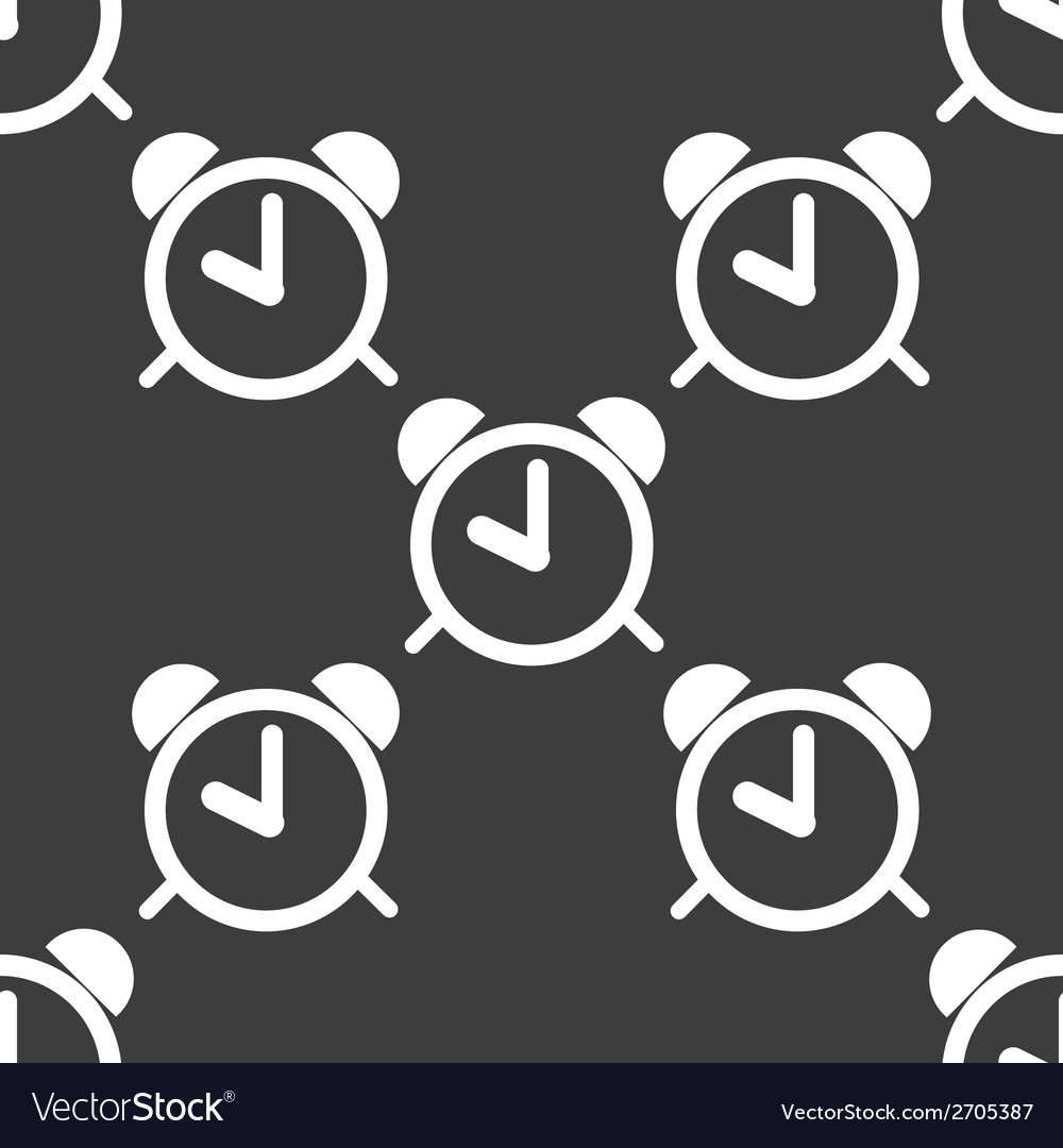 Alarm clock web icon flat design seamless pattern