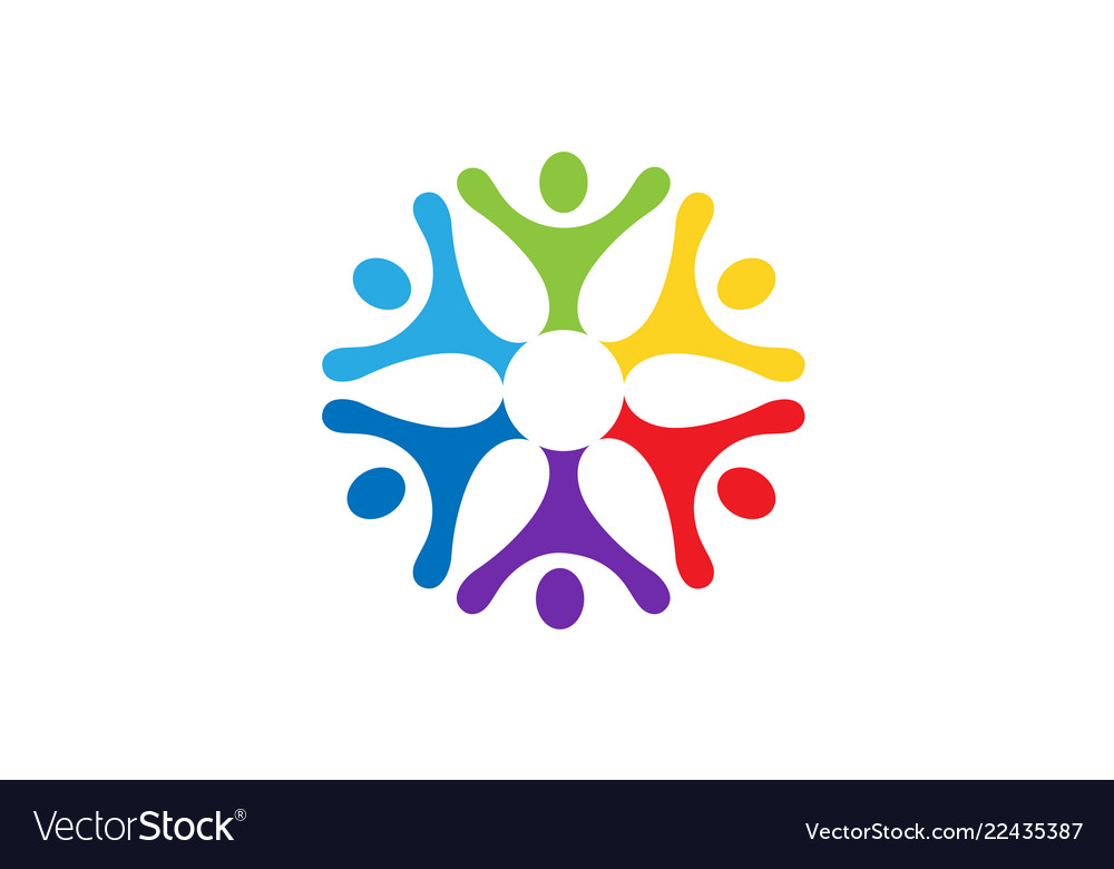 Colorful people group team logo Royalty Free Vector Image