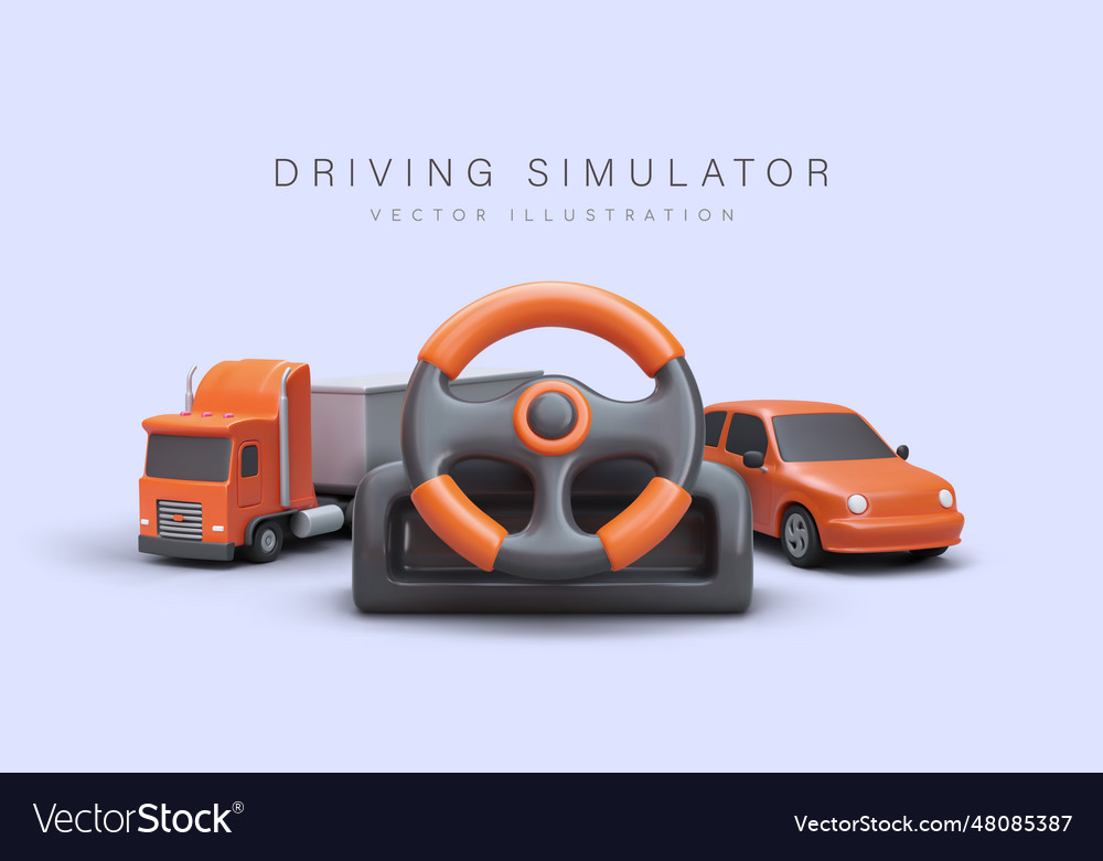 Driving simulation game computer steering wheel vector image Driving simulation game computer steering wheel