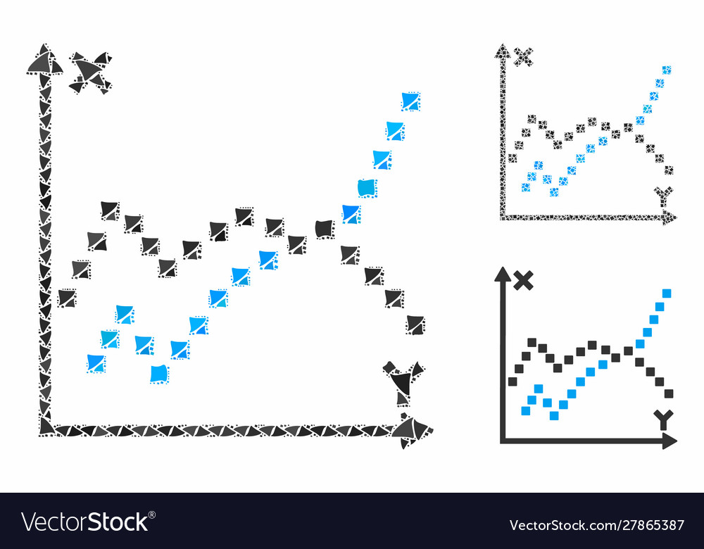 Functions plot mosaic icon tuberous pieces vector image Functions plot mosaic icon tuberous pieces
