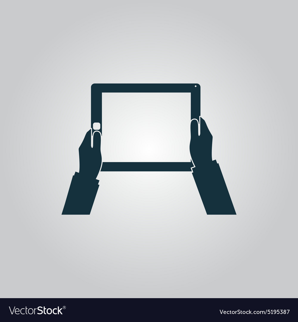 Hands holding tablet computer with blank screen