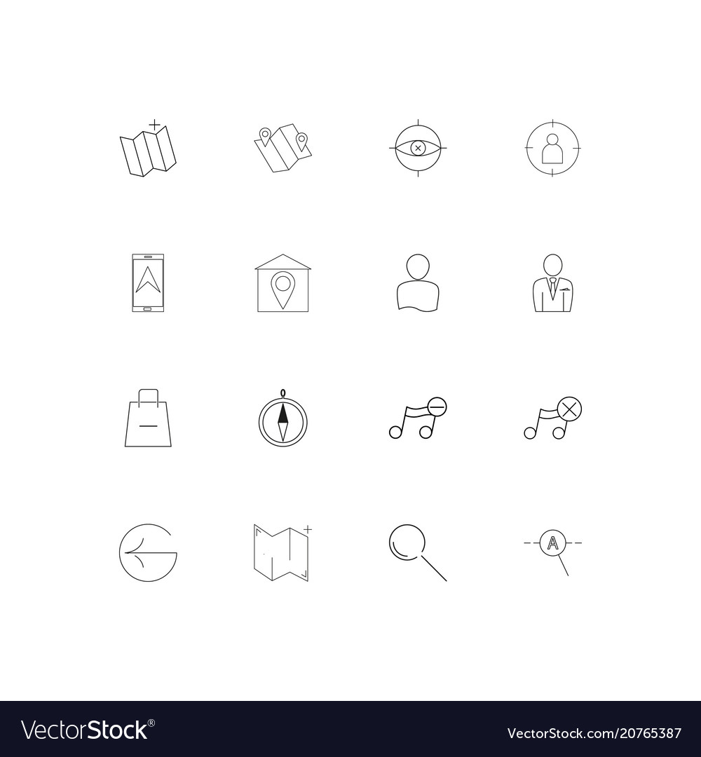 Maps and navigation linear thin icons set