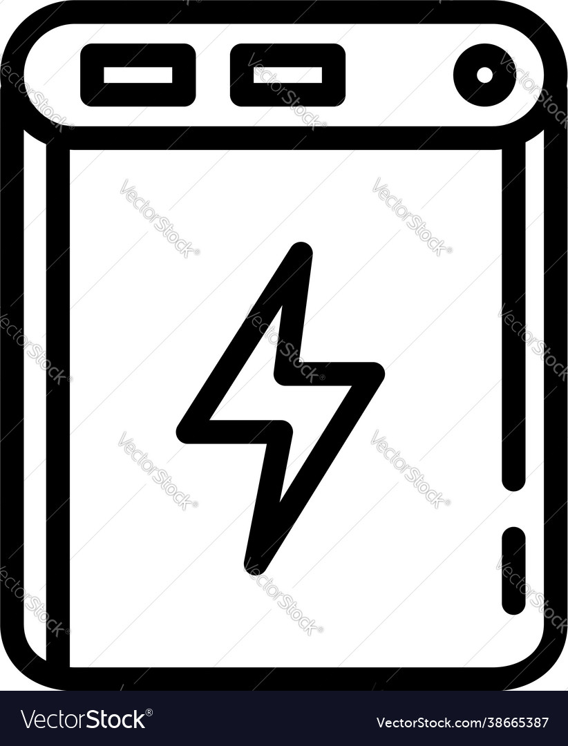 Quick charge power bank icon outline style Vector Image