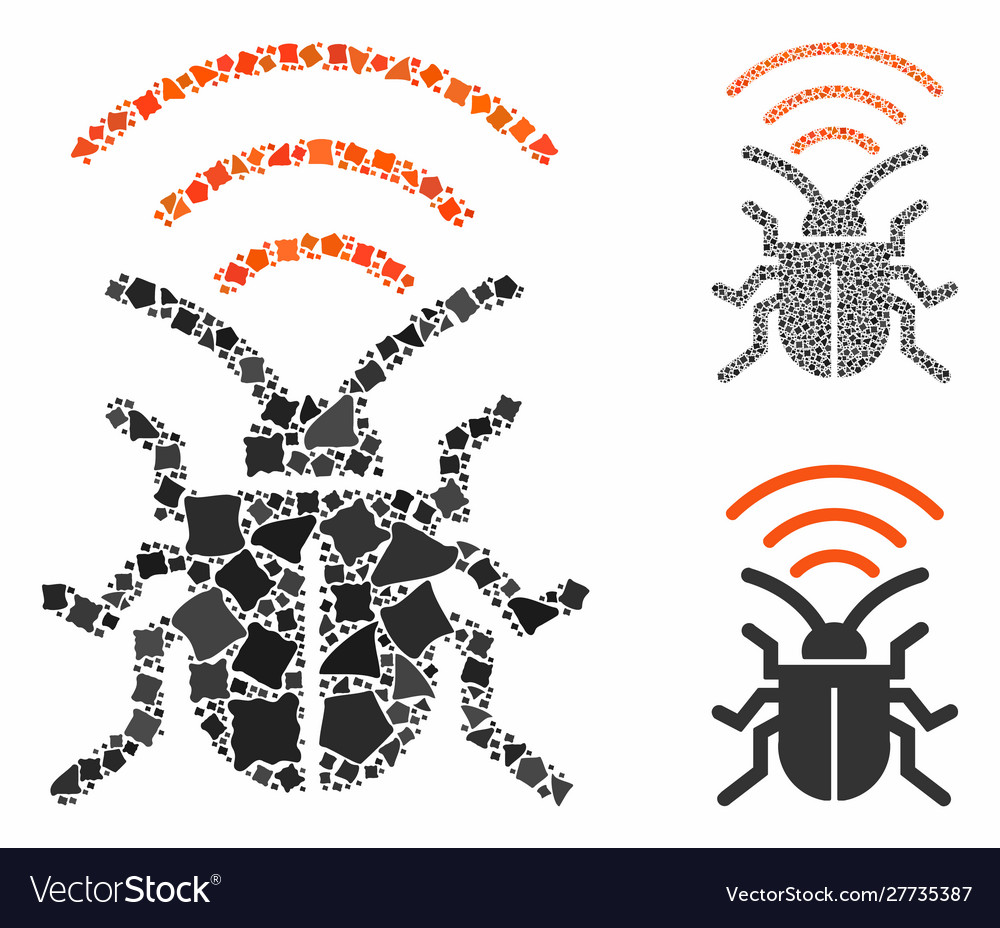 Radio bug mosaic icon irregular items vector image Radio bug mosaic icon irregular items