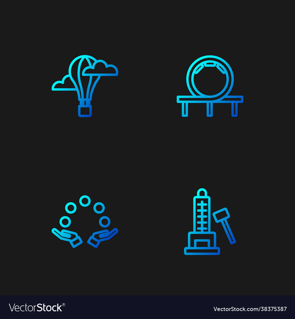 Set line striker attraction with hammer juggling Vector Image