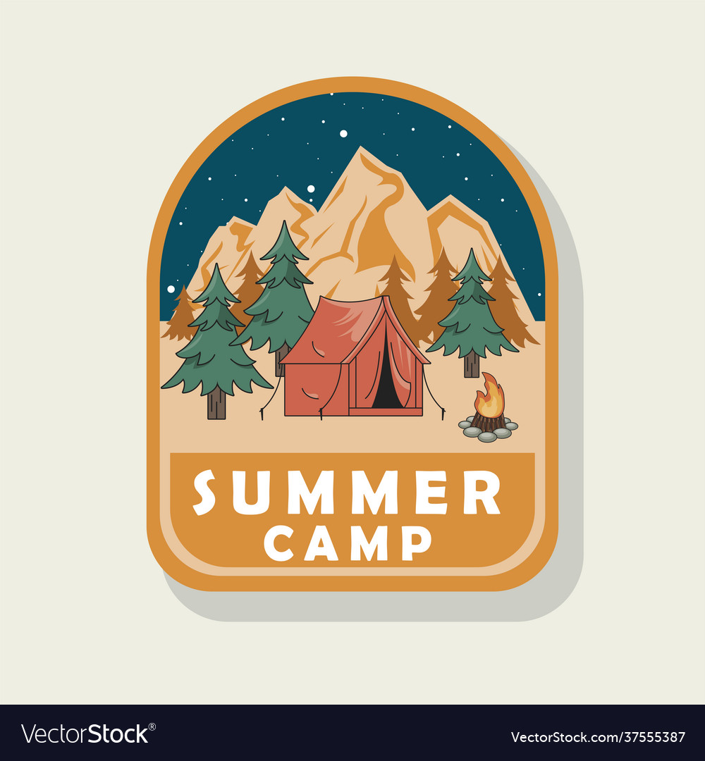 Summer camping patch Royalty Free Vector Image