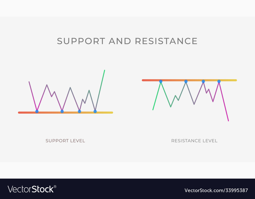 Support and resistance level chart pattern Vector Image