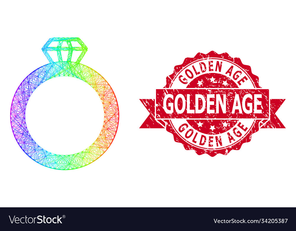 Textured golden age stamp seal and multicolored