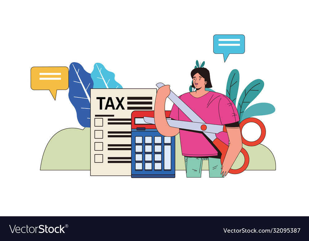 Young woman with tax day pay