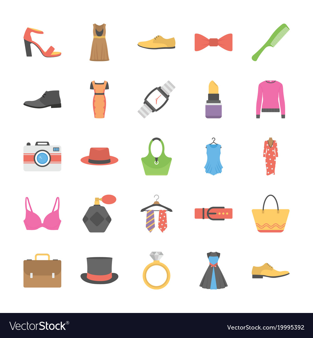 A Pack Of Fashion Icons In Flat Design Royalty Free Vector