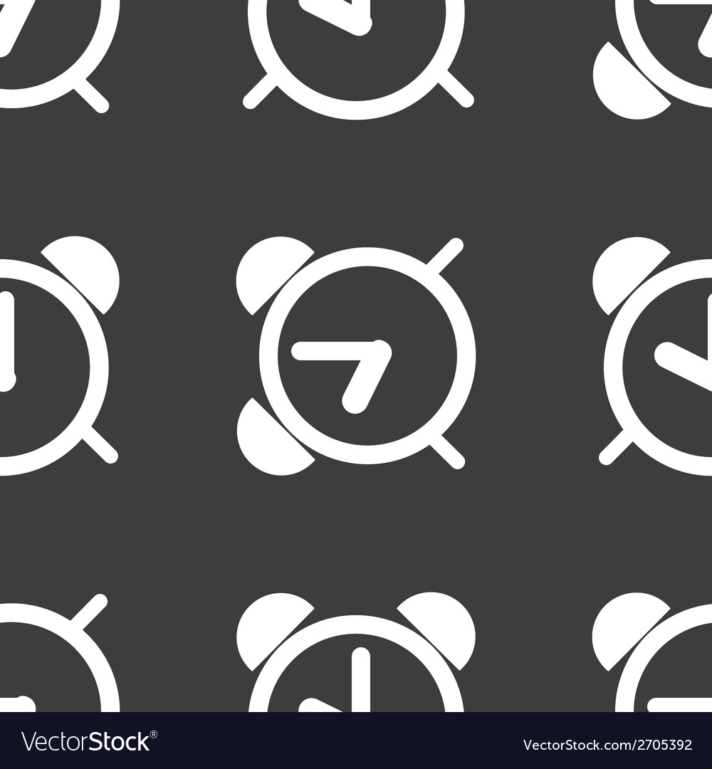Alarm clock web icon flat design seamless pattern