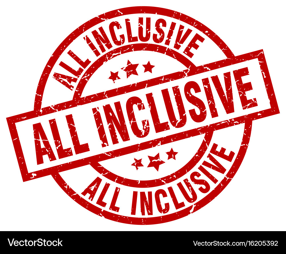 All inclusive round red grunge stamp Royalty Free Vector