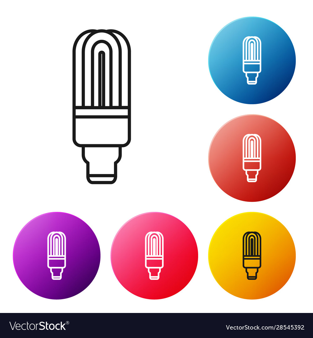 Black line led light bulb icon isolated on white vector image Black line led light bulb icon isolated on white
