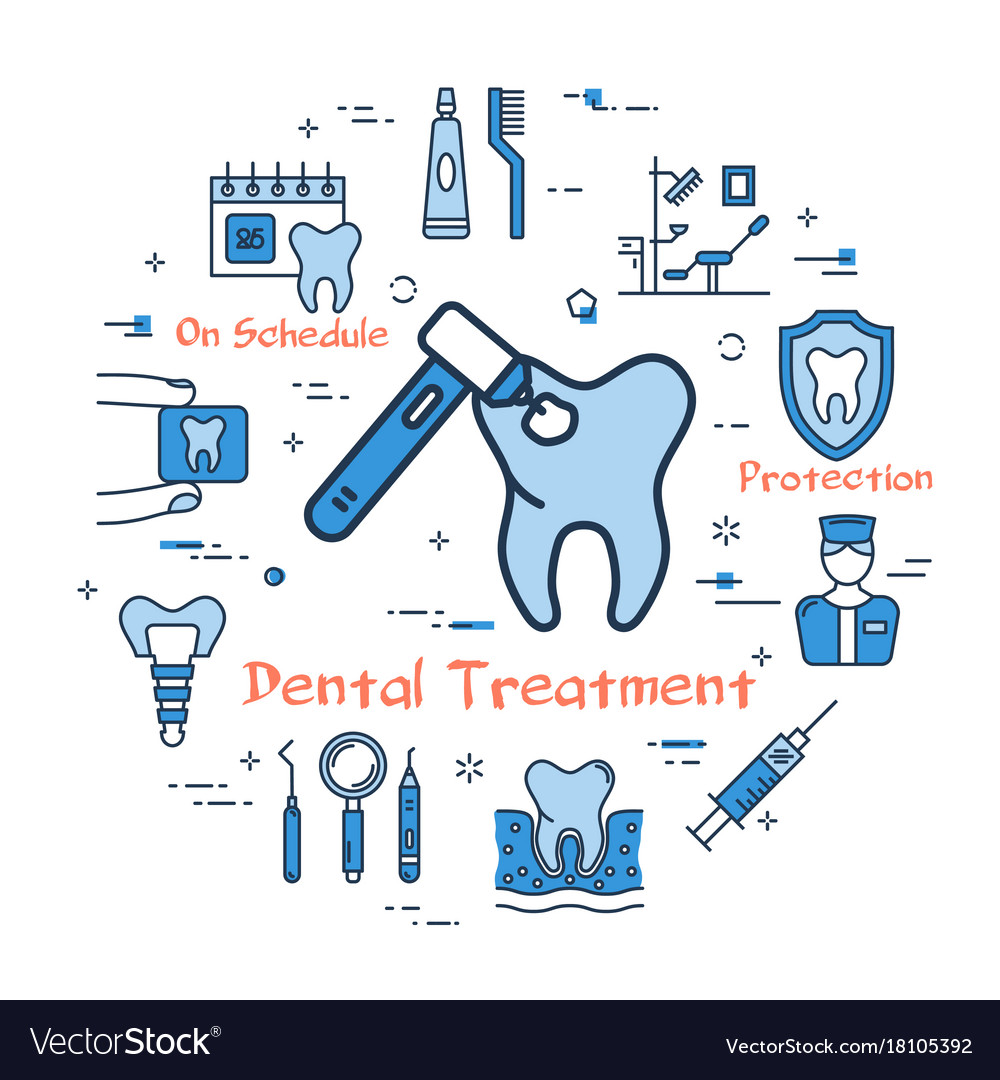 Blue round concept - dental treatment Royalty Free Vector