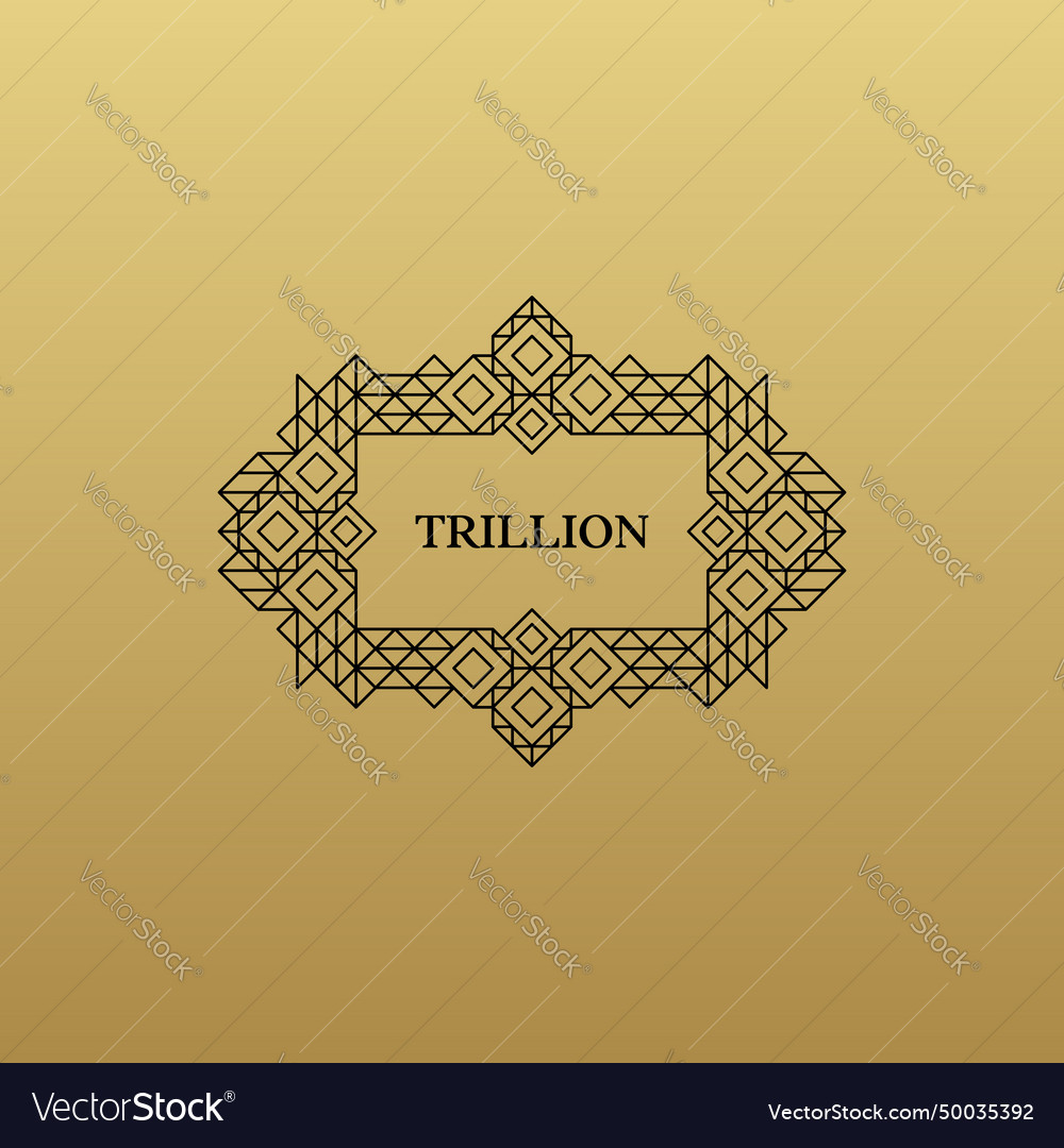 Decorative element in retro style line art design vector image Decorative element in retro style line art design