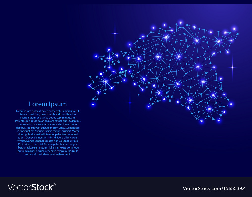 Estonia map of polygonal mosaic lines network ray Vector Image