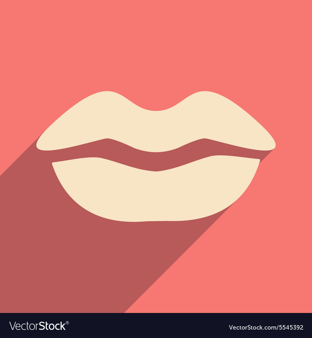 Flat with shadow icon and mobile application lips