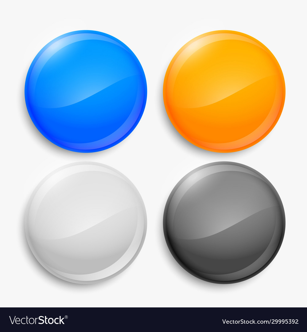 Four empty shiny circular buttons set design