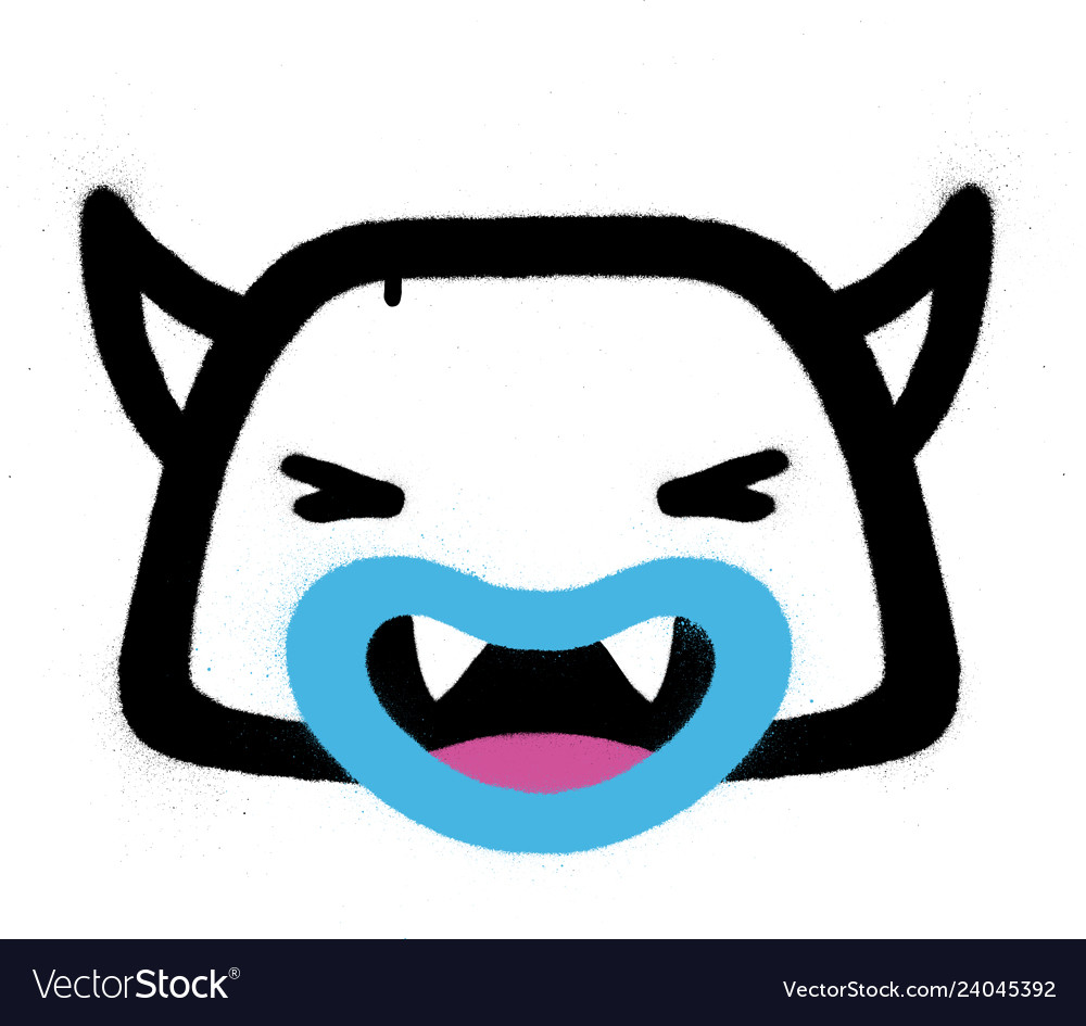 Graffiti monster icon with horns over white