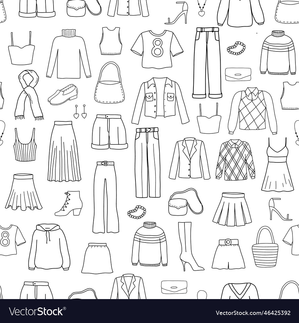 Hand drawn doodle seamless pattern hoodies vector image Hand drawn doodle seamless pattern hoodies