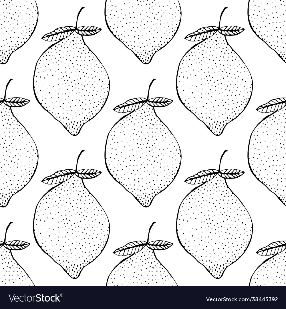 Lemons black and white seamless pattern