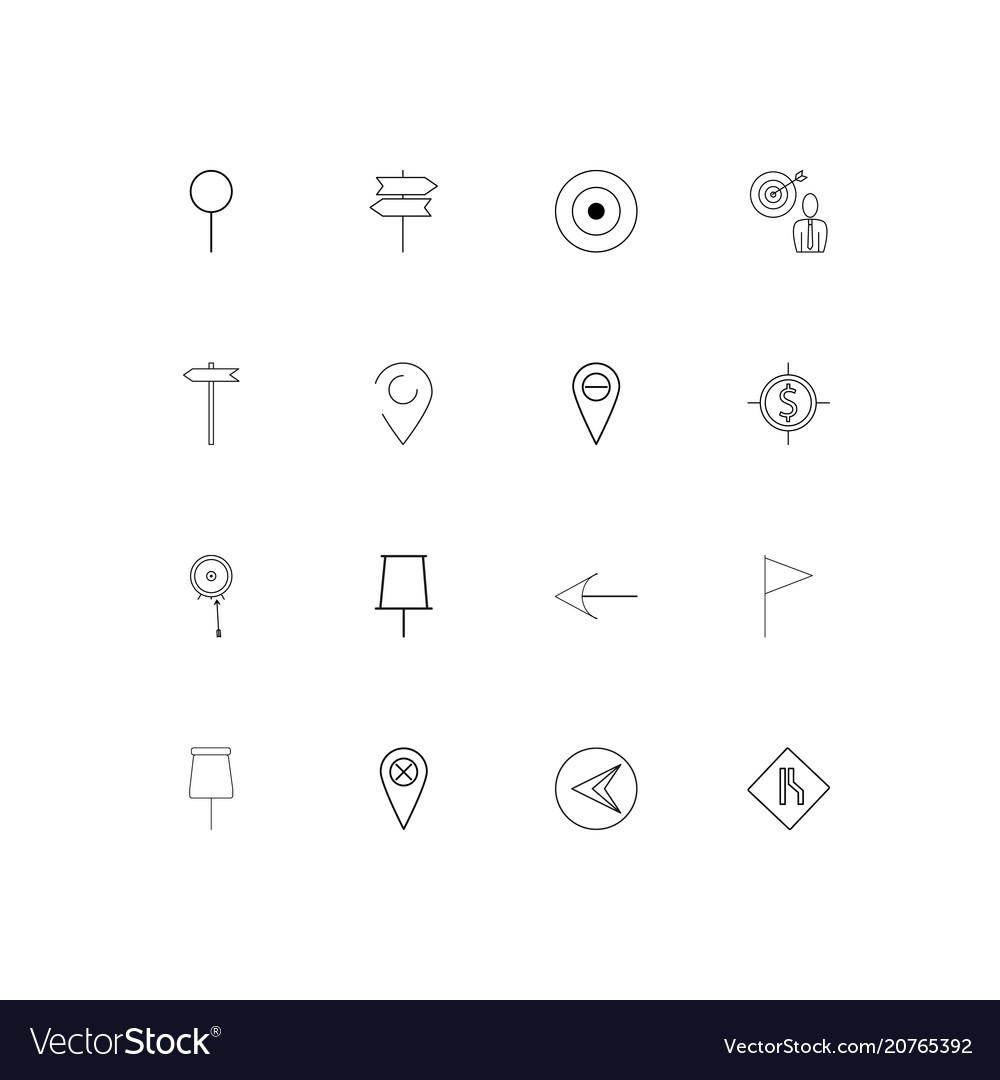 Maps and navigation linear thin icons set