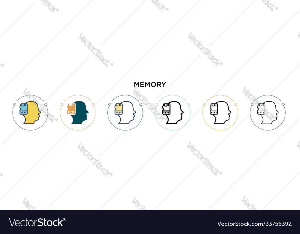 Memory icon in filled thin line outline
