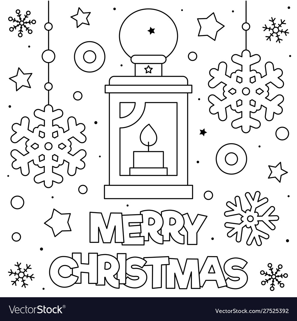 Merry christmas coloring page black and white Vector Image