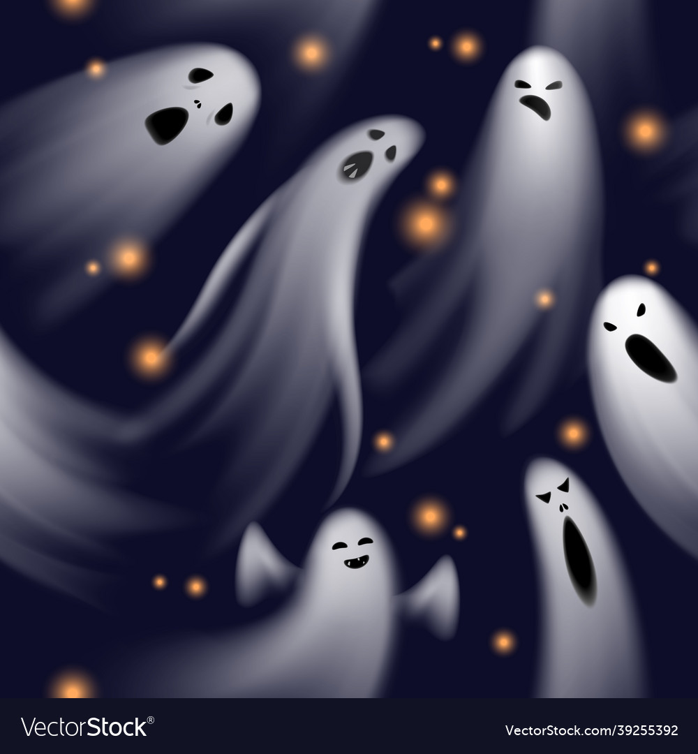 Seamless pattern ghosts spooky phantom characters Vector Image