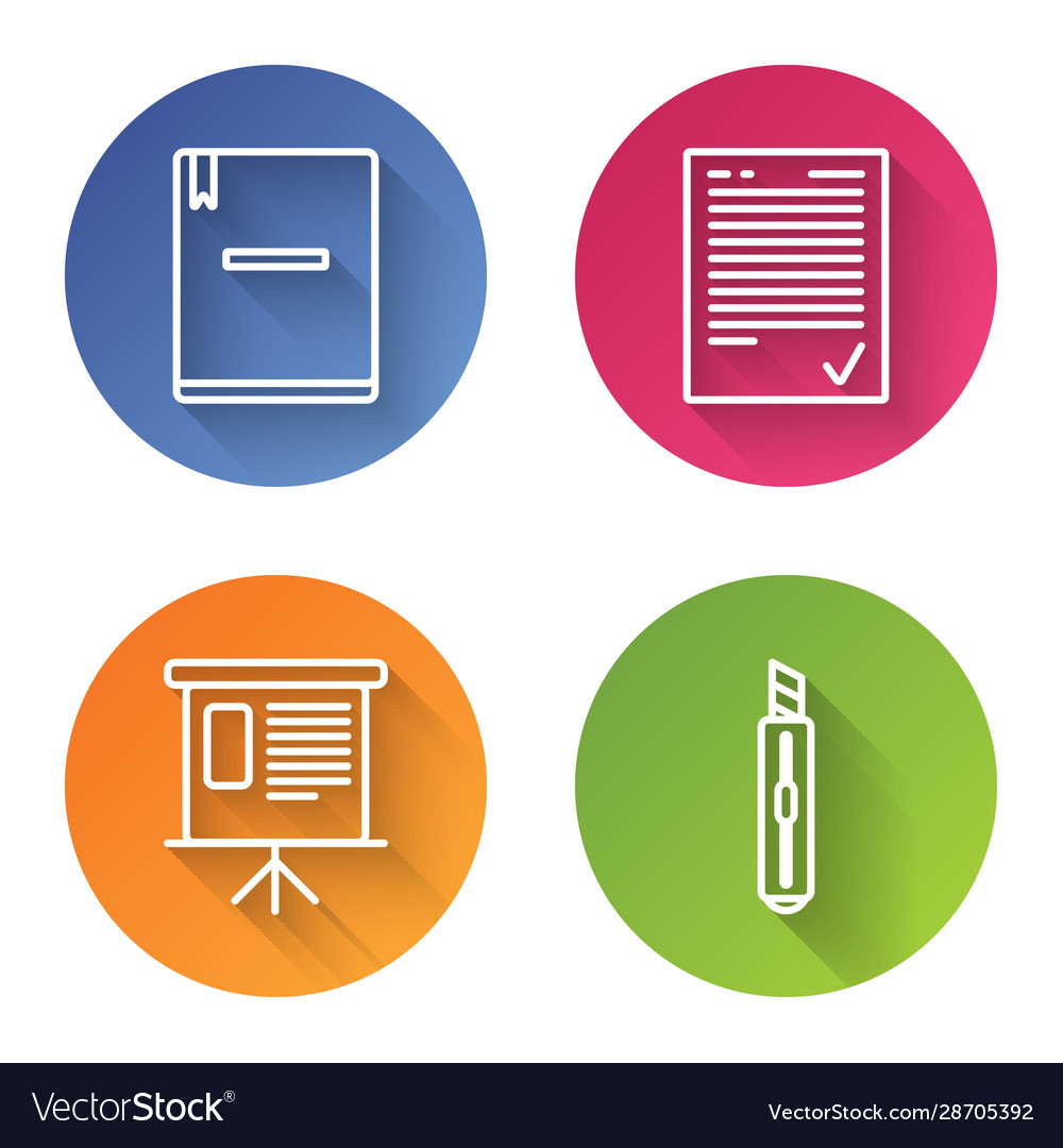 Set line notebook exam sheet with check mark vector image Set line notebook exam sheet with check mark