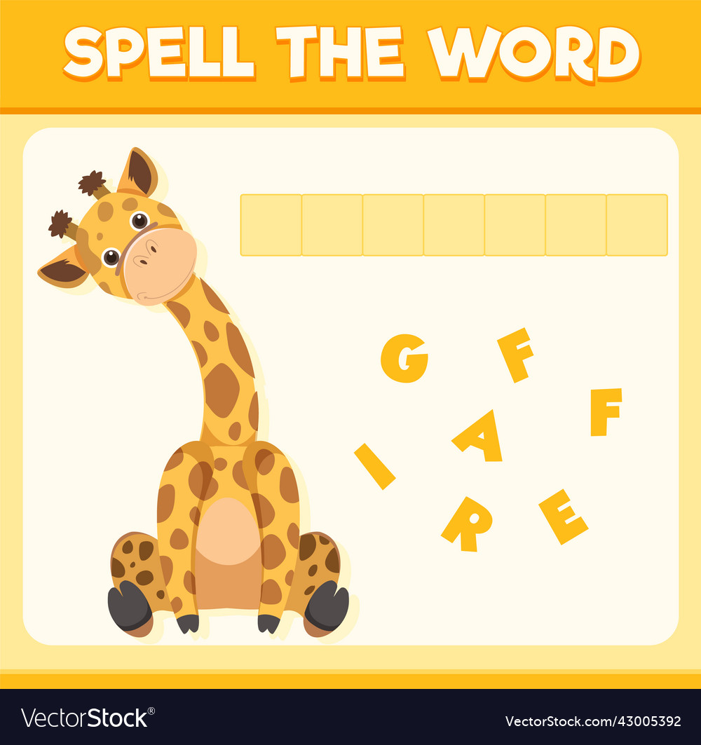 Spell word game with word giraffe Royalty Free Vector Image Spell word game with word giraffe Royalty Free Vector Image