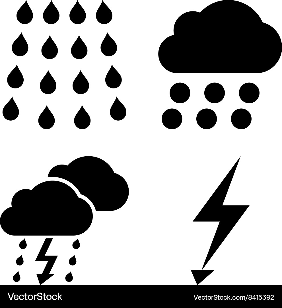Thunderstorm flat icons Royalty Free Vector Image