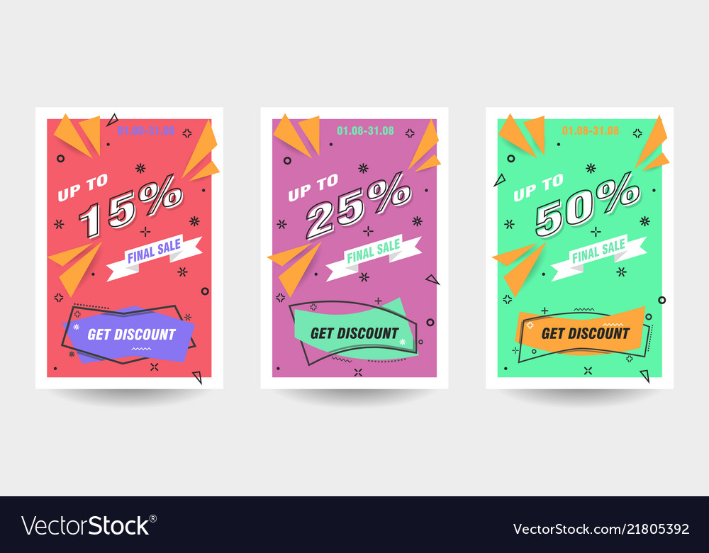 Trendy flat geometric banner set