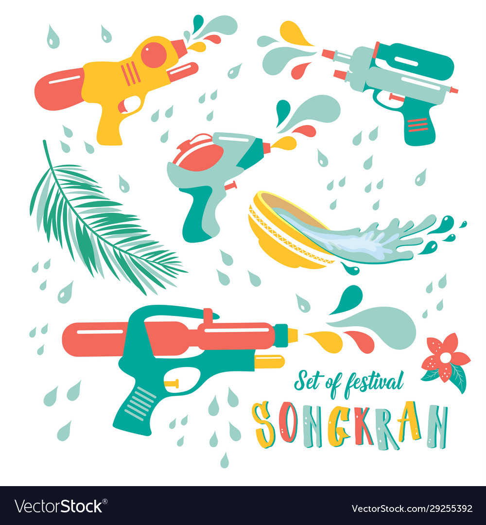 Water gun set songkran festival in thailand Vector Image